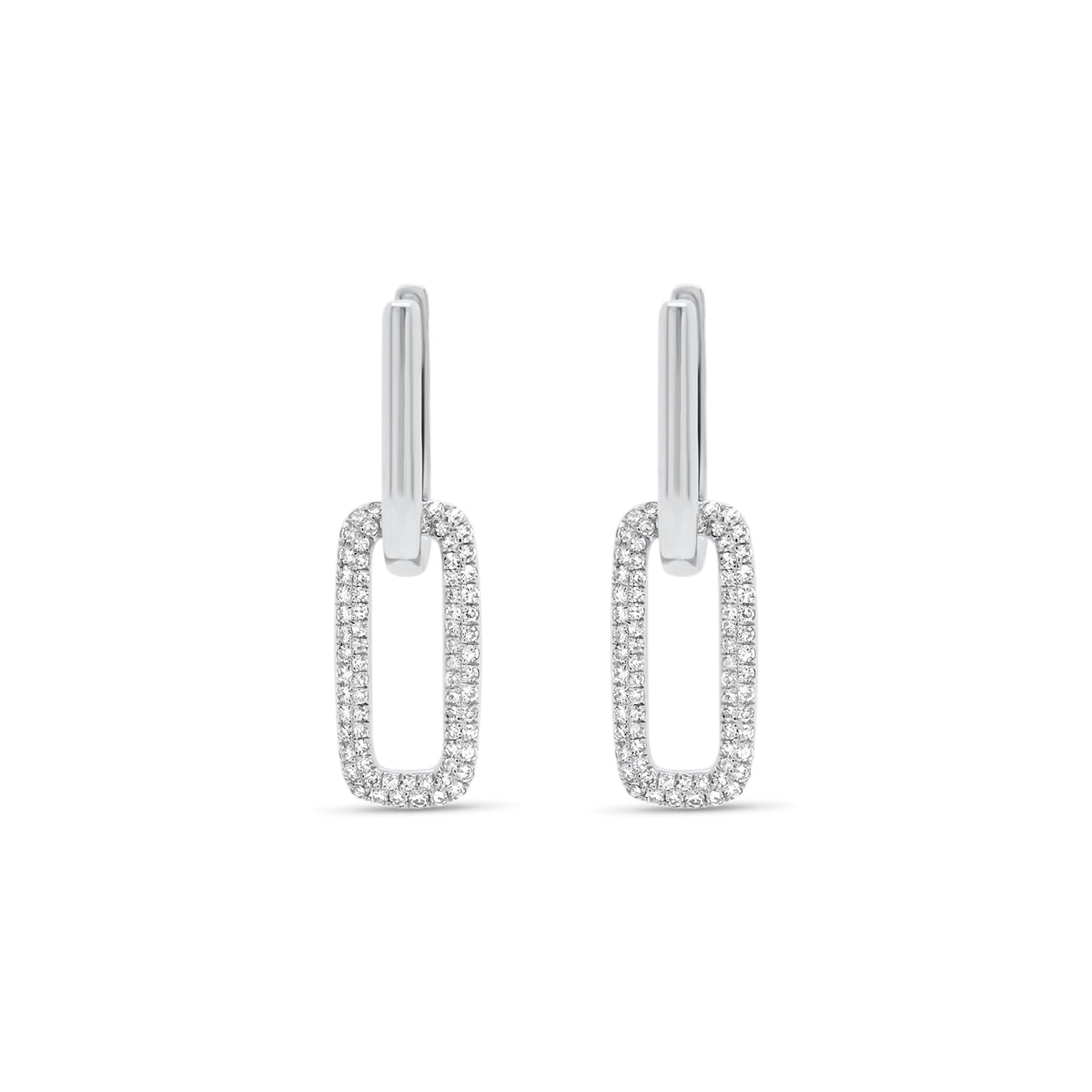 Diamond bold link earrings - 14K gold weighing 3.07 grams - 146 round diamonds totaling 0.34 carats