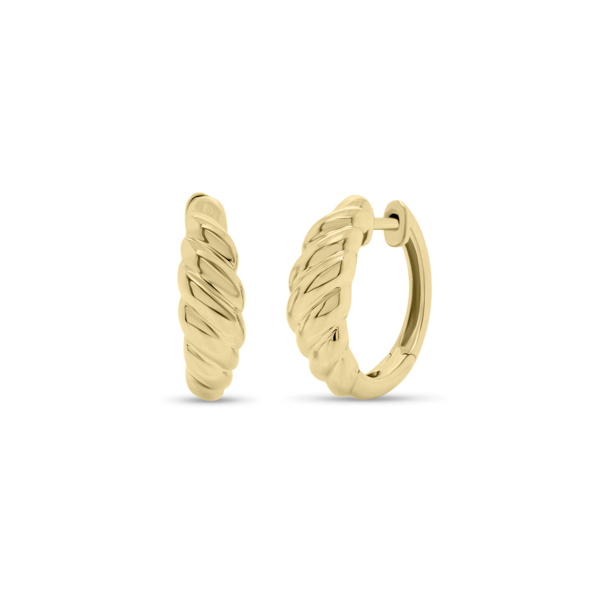 Gold Cable Huggie Earrings - 14K gold weighing 3.05 grams