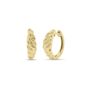 Gold Cable Huggie Earrings - 14K gold weighing 3.05 grams