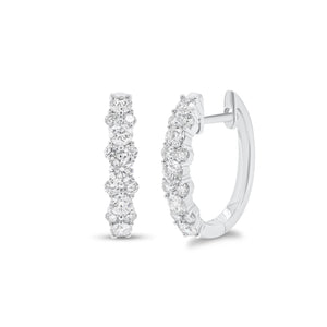 Diamond Cluster Hoop Earrings - 18K gold weighing 3.17 grams  - 26 round diamonds weighing 0.78 carats
