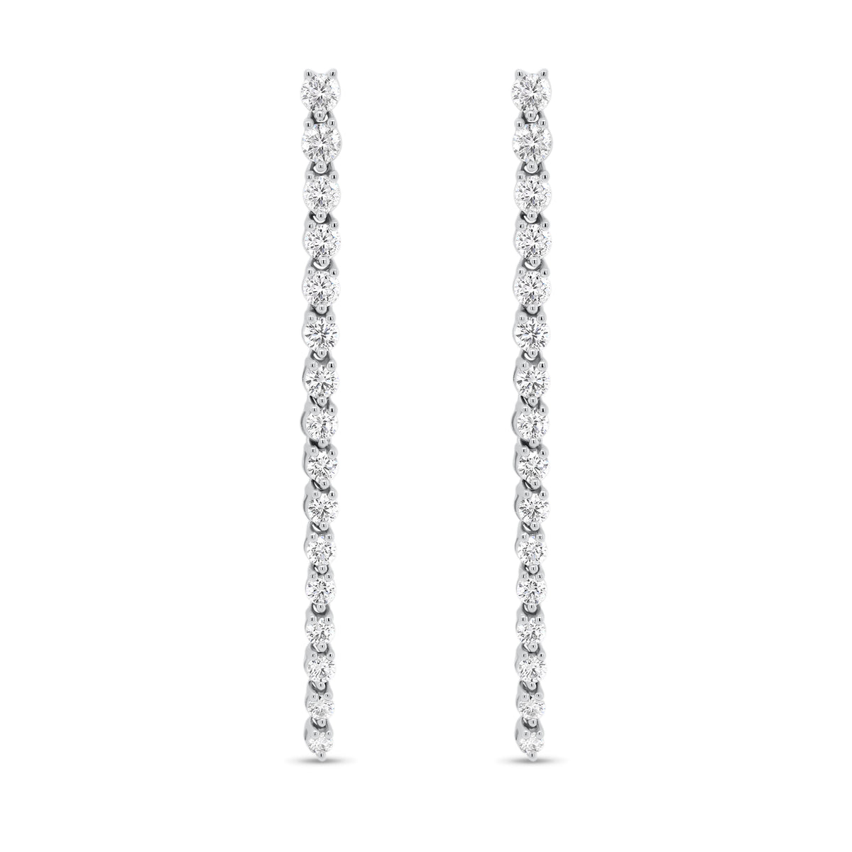 Diamond Drip Earrings - 18K white gold weighing 4.07 grams - 4 round diamonds totaling 0.33 carats - 28 round diamonds totaling 1.27 carats