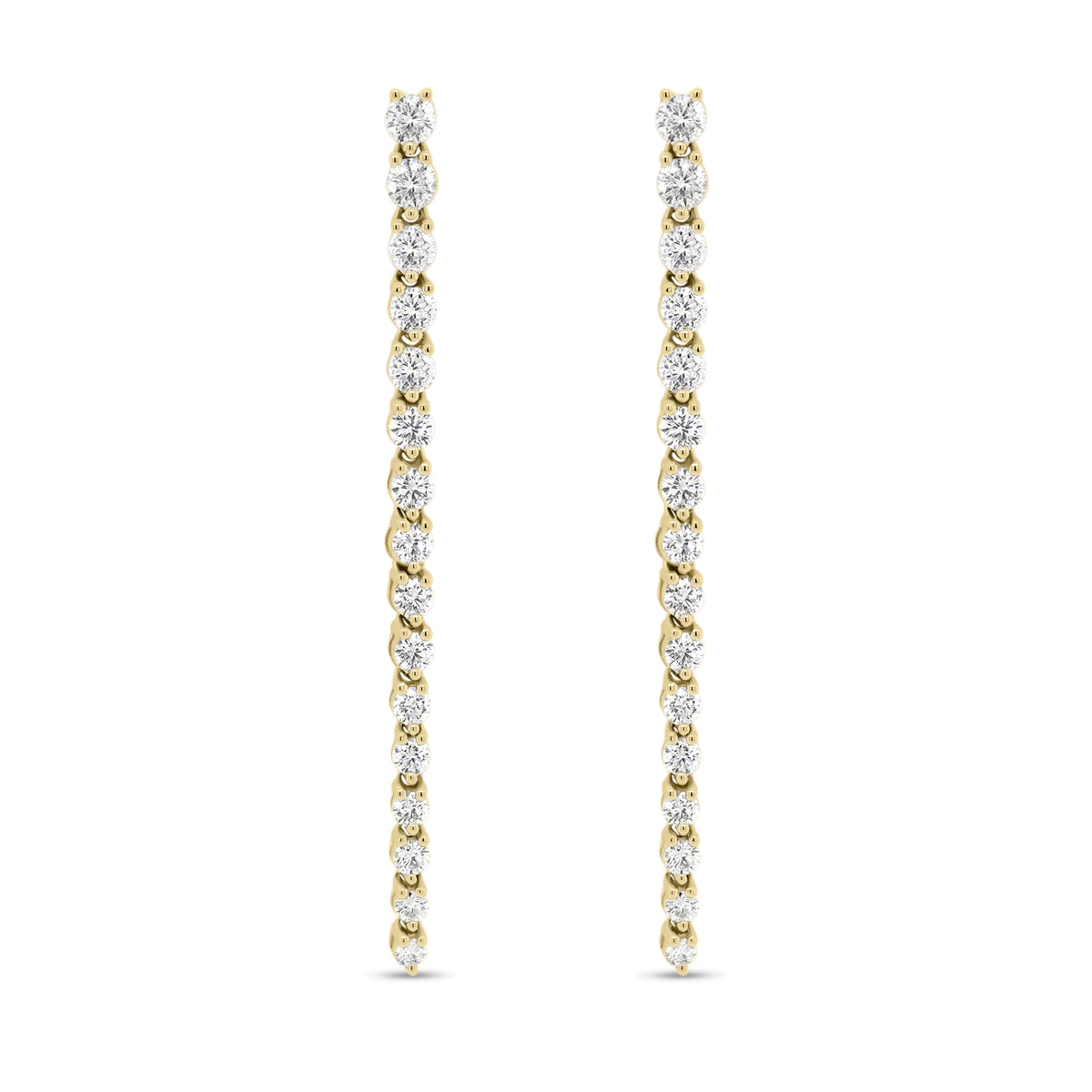Diamond Drip Earrings - 18K yellow gold weighing 4.07 grams - 4 round diamonds totaling 0.33 carats - 28 round diamonds totaling 1.27 carats