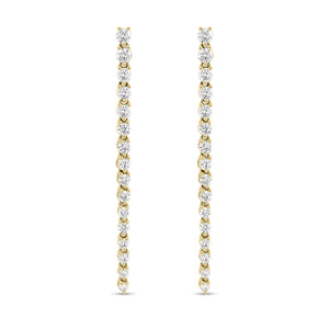 Diamond Drip Earrings - 18K yellow gold weighing 4.07 grams - 4 round diamonds totaling 0.33 carats - 28 round diamonds totaling 1.27 carats