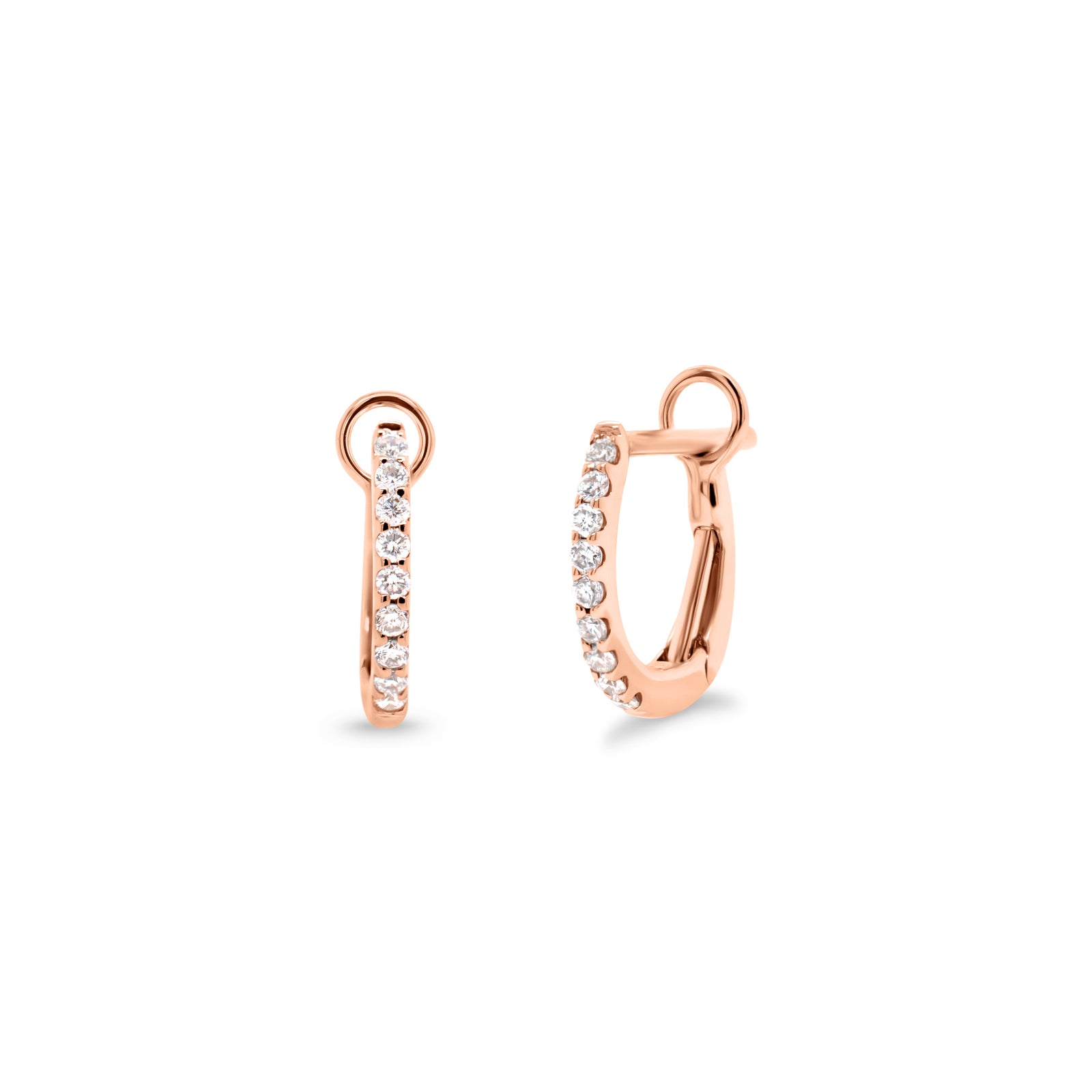 Diamond Simple Huggie Earrings -18K gold weighing 1.25 grams  -18 round diamonds totaling 0.11 carats