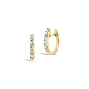 Diamond tiny huggie earrings -18K gold weighing 2.26 grams -12 round diamonds totaling 0.33 carats