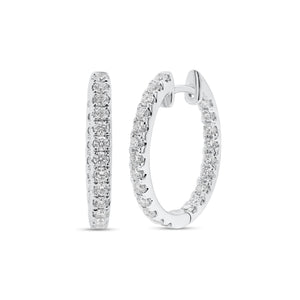 18K gold weighing 4.49 grams featuring 44 round diamonds weighing 0.98 carats iamond Interior & Exterior Huggie Earrings | Nuha Jewelers