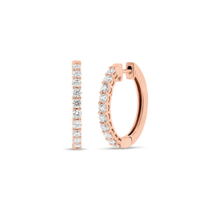 Diamond mini hoop earrings - 18K gold weighing 4.87 grams - 20 round diamonds totaling 0.71 carats