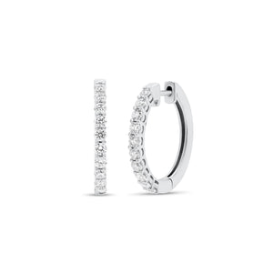 Diamond mini hoop earrings - 18K gold weighing 4.87 grams  - 20 round diamonds totaling 0.71 carats