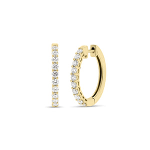 Diamond mini hoop earrings - 18K gold weighing 4.87 grams - 20 round diamonds totaling 0.71 carats