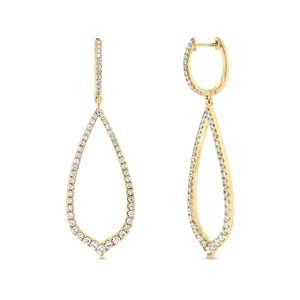 Diamond Arabesque Drop Earrings  - 18K gold weighing 6.58 grams  - 116 round diamonds totaling 1.22 carats