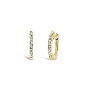 Diamond Small Huggie Earrings -14K yellow gold weighing 1.24 grams  -18 round diamonds totaling 0.12 carats