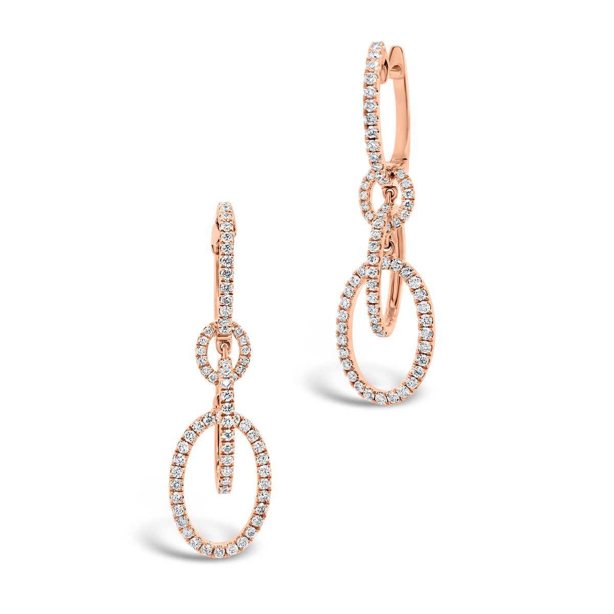 Diamond Two-Tone Dangle Earrings   -18K gold weighing 4.09 grams  -134 round diamonds totaling 0.69 carats