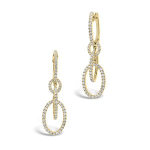 Diamond Two-Tone Dangle Earrings   -18K gold weighing 4.09 grams  -134 round diamonds totaling 0.69 carats