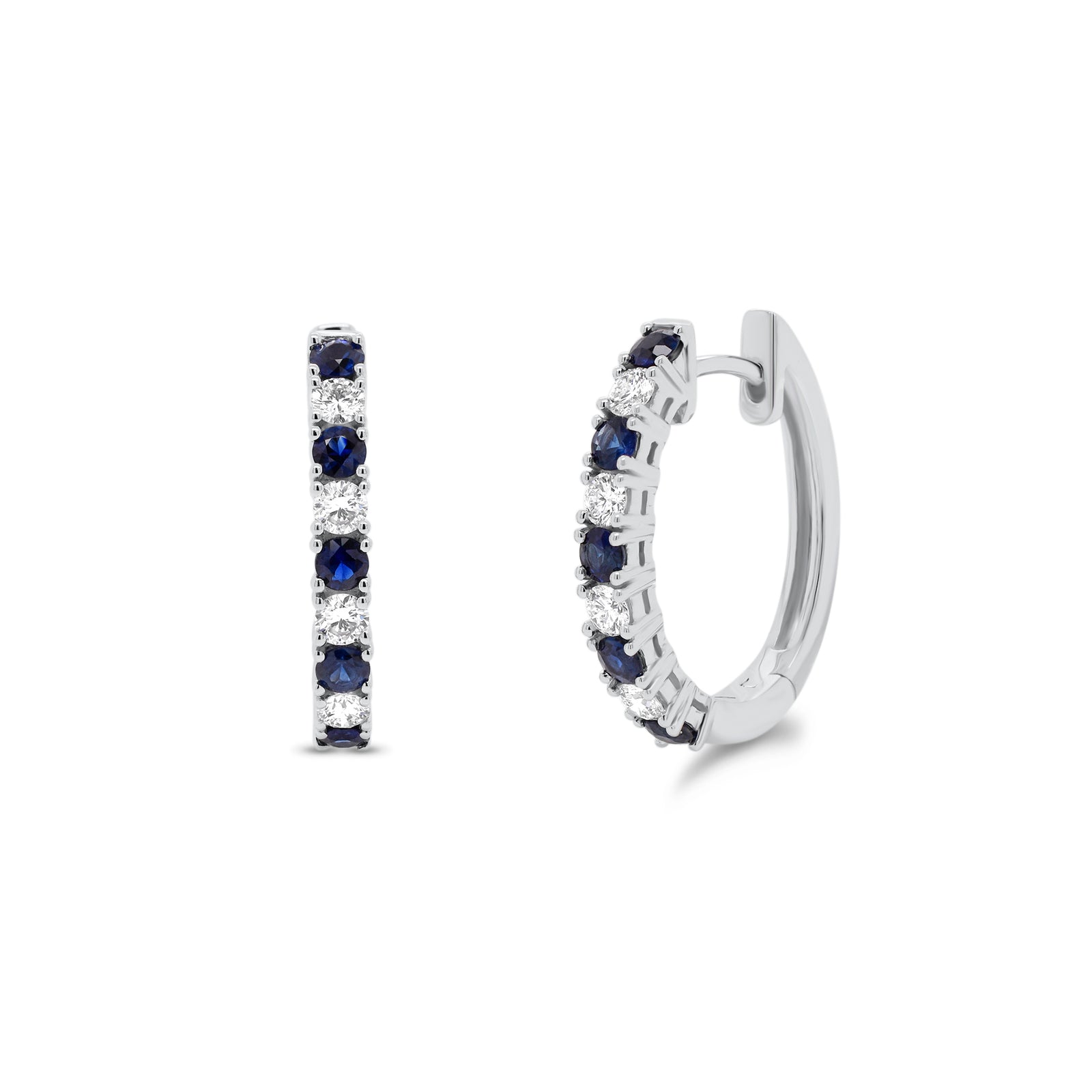Sapphire & diamond huggie earrings - 18K gold weighing 4.31 grams  - 10 sapphires totaling 0.66 carats  - 8 round diamonds totaling 0.40 carats