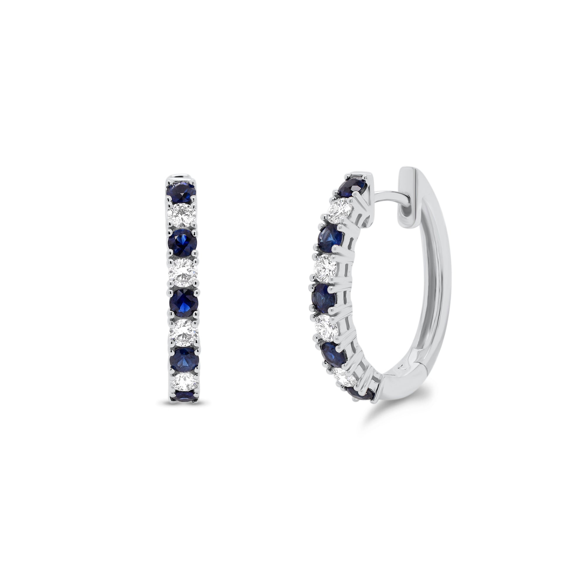 Sapphire & diamond huggie earrings - 18K gold weighing 4.31 grams  - 10 sapphires totaling 0.66 carats  - 8 round diamonds totaling 0.40 carats