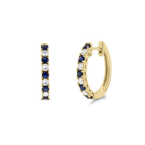 Sapphire & diamond huggie earrings - 18K gold weighing 4.31 grams  - 10 sapphires totaling 0.66 carats  - 8 round diamonds totaling 0.40 carats