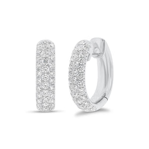 Pave Diamond Chubby Huggie Earrings - 14K gold weighing 6.65 grams  - 66 round diamonds totaling 1.78 carats