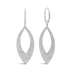 Diamond Marquise Dangle Earrings  -14K gold weighing 5.9 grams  -604 round diamonds totaling 1.62 carats