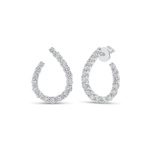 Diamond Open Teardrop Front-Facing Hoop Earrings - 18K gold weighing 3.01 grams  - 36 round diamonds weighing 1.34 carats