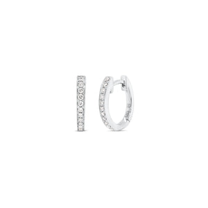Diamond Medium Huggie Earrings With Milgrain Detail - 14K gold weighing 1.50 grams  - 20 round diamonds totaling 0.19 carats
