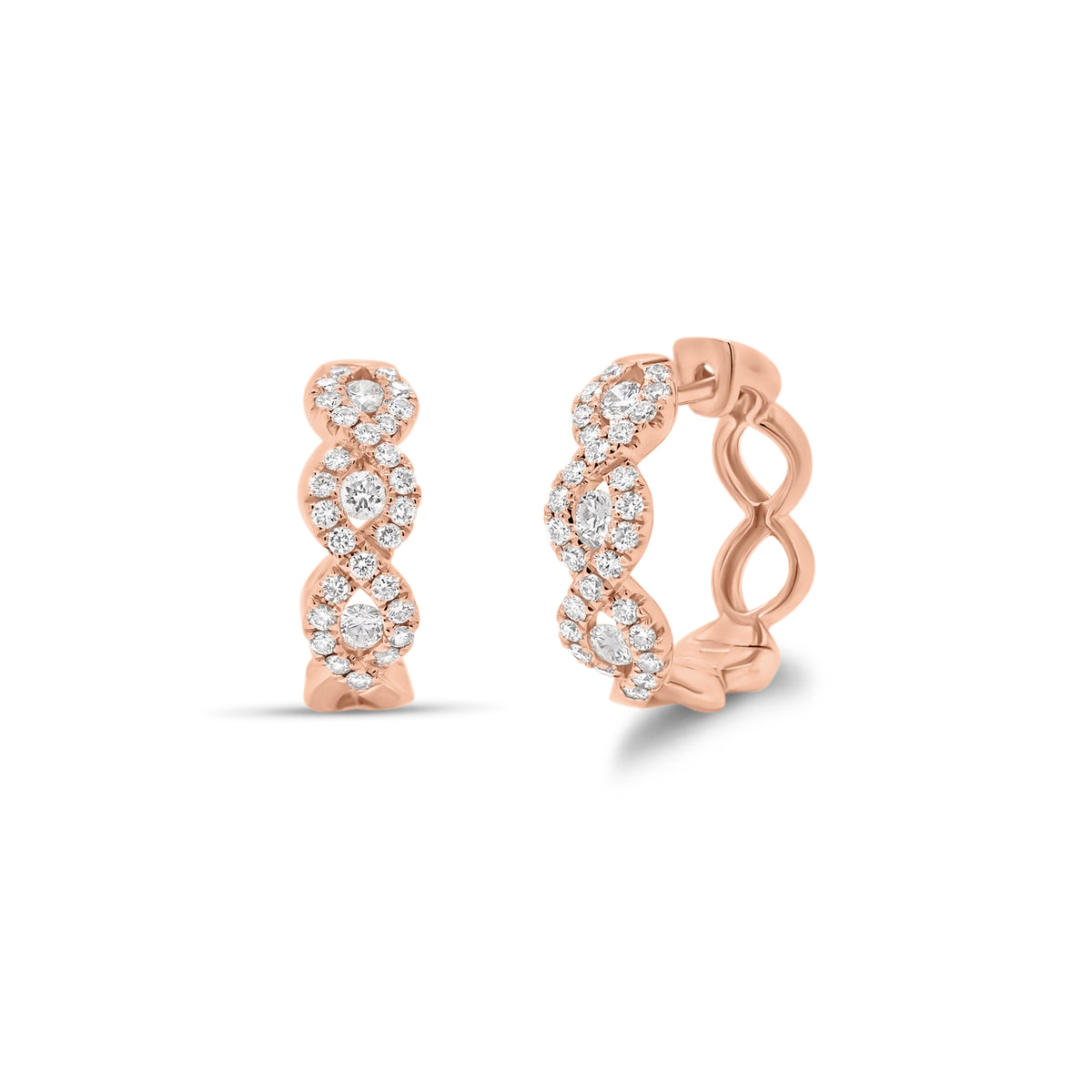 Diamond Twist hoop earrings - 18K gold weighing 5.83 grams  - 6 round diamonds totaling 0.30 carats  - 54 round diamonds totaling 0.50 carats