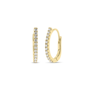 Diamond everyday huggie earrings - 18K gold weighing 2.65 grams - 24 round diamonds totaling 0.35 carats