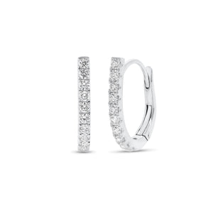 Diamond medium horseshoe huggie earrings - 18K gold weighing 2.90 grams  - 20 round diamonds totaling 0.50 carats\