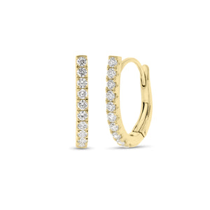 Diamond medium horseshoe huggie earrings - 18K gold weighing 2.90 grams  - 20 round diamonds totaling 0.50 carats