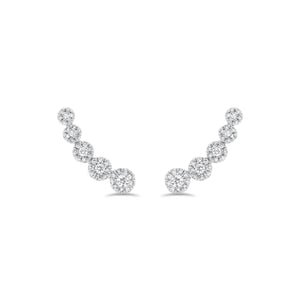 Diamond Halo Climber Earrings - 14K white gold weighing 1.37 grams - 82 round diamonds totaling 0.29 carats