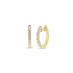 Diamond Classic Huggie Earrings - 18K  yellow gold weighing 2.81 grams  - 18 round diamonds totaling 0.32 carats