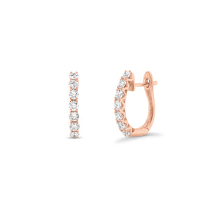 Round diamond huggie earrings - 14 round diamonds totaling 0.53 carats  - 18K gold weighing 1.75 grams