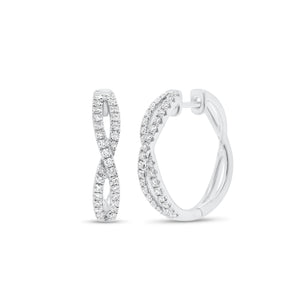 Diamond twist hoop earrings - 18K gold weighing 5.42 grams  - 64 round diamonds totaling 0.53 carats