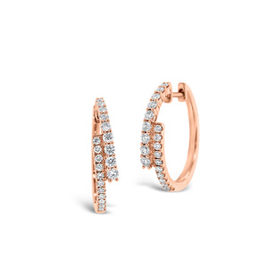 Diamond two-tone crossover hoop earrings -18K gold weighing 4.57 grams  -40 round diamonds totaling 0.57 carats