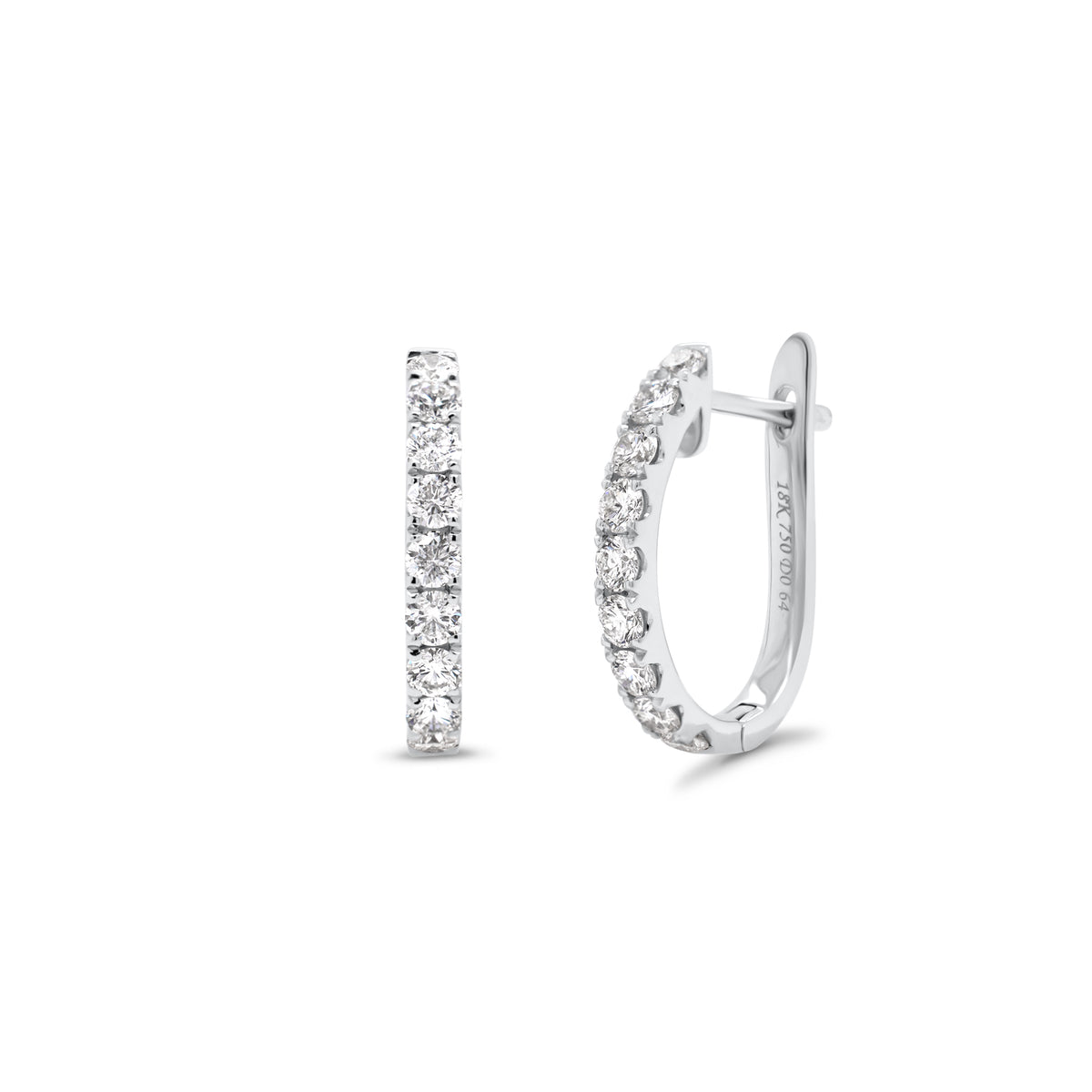 Diamond huggie earrings - 18K gold weighing 2.72 grams  - 18 round diamond totaling 0.66