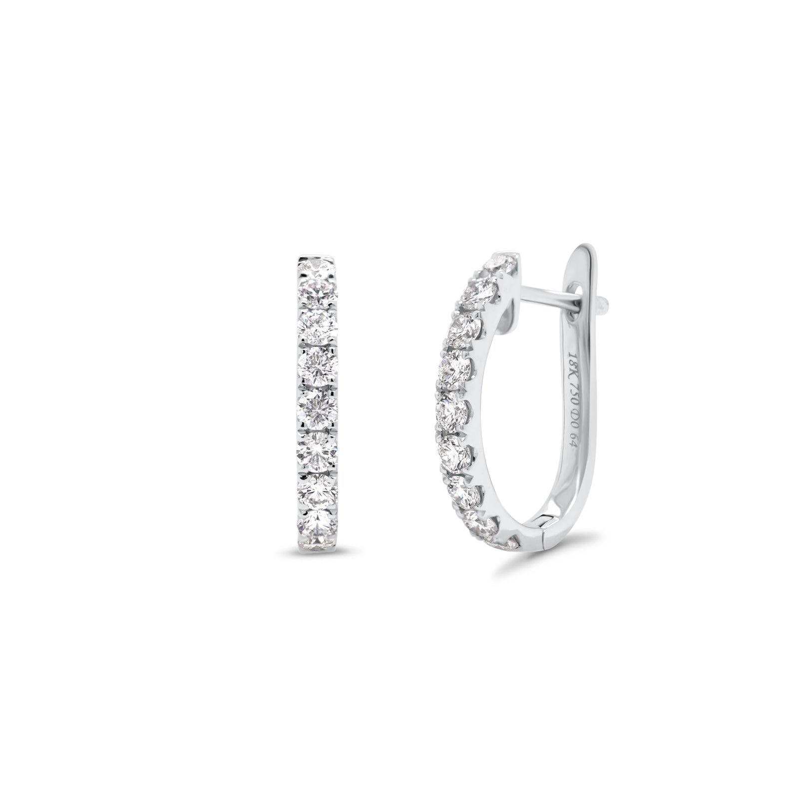 Diamond huggie earrings - 18K gold weighing 2.72 grams  - 18 round diamond totaling 0.66