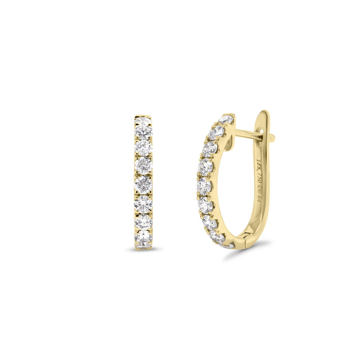 Diamond huggie earrings - 18K gold weighing 2.72 grams  - 18 round diamond totaling 0.66