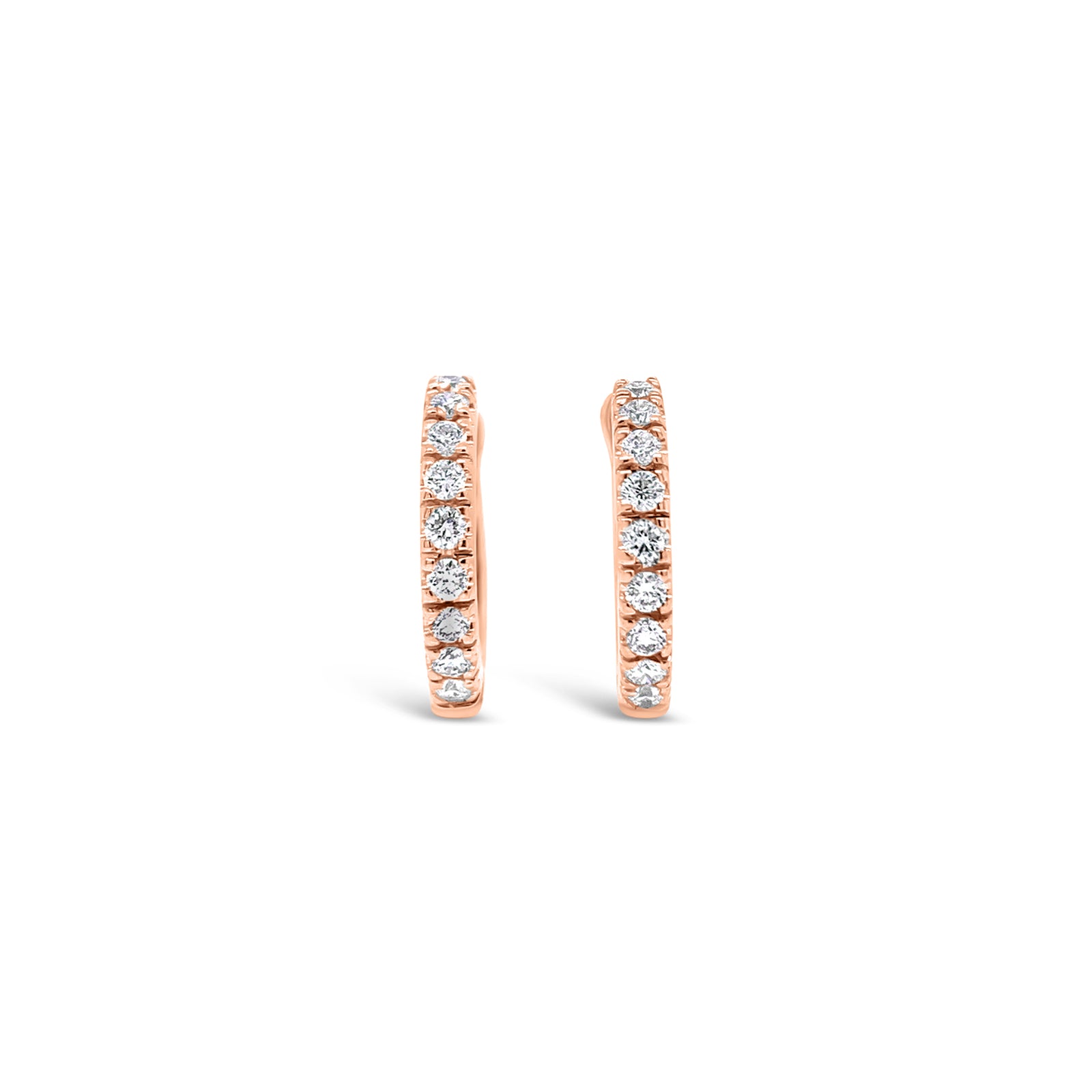 Diamond Classic Huggie Earrings -18K gold weighing 2.08 grams  -18 round diamonds totaling 0.26 carats