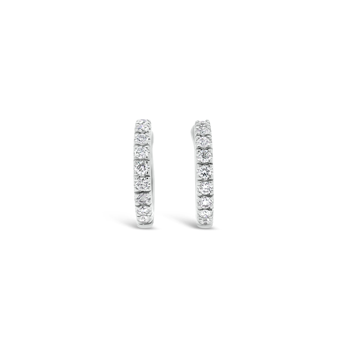 Diamond Classic Huggie Earrings -18K gold weighing 2.08 grams  -18 round diamonds totaling 0.26 carats