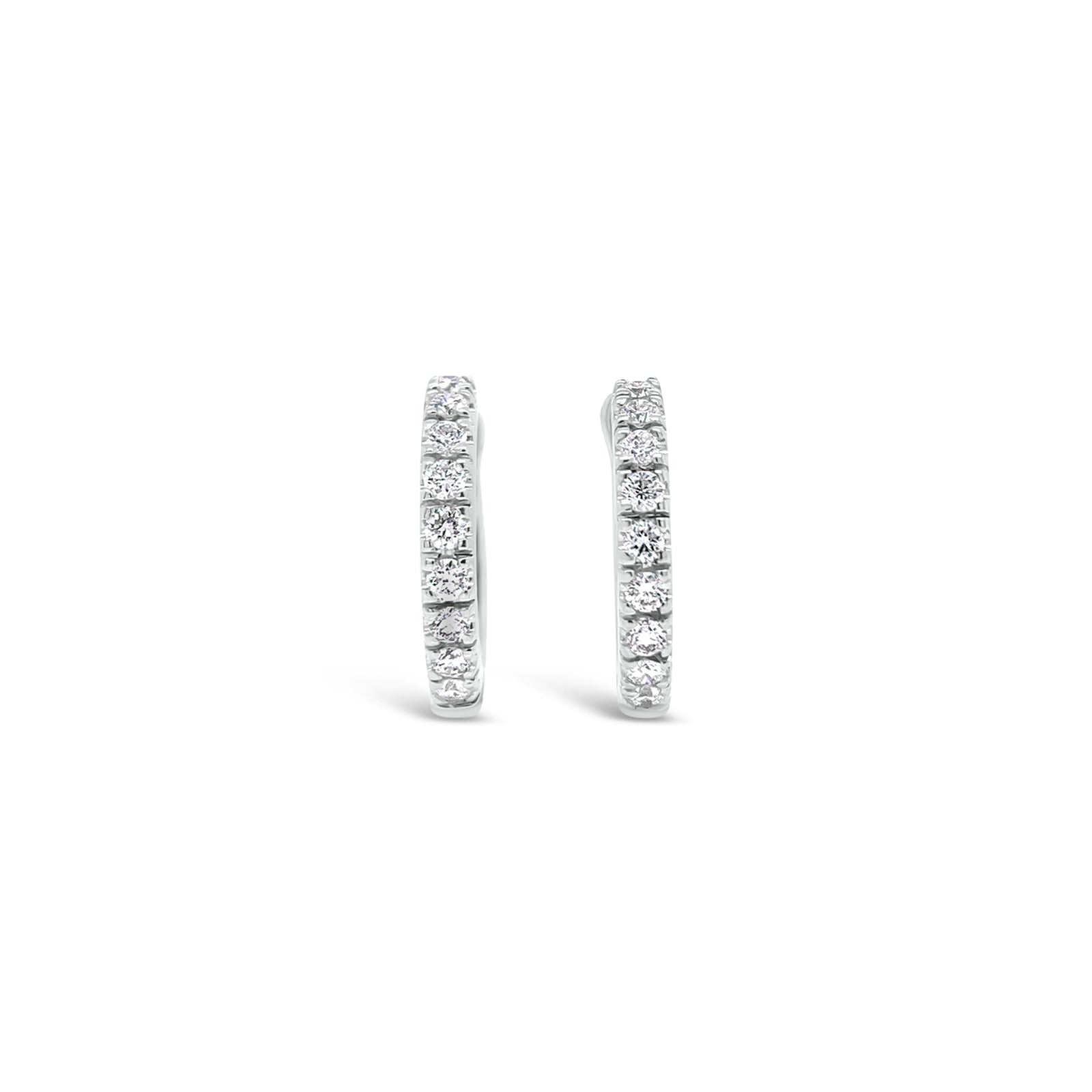 Diamond Classic Huggie Earrings -18K gold weighing 2.08 grams  -18 round diamonds totaling 0.26 carats