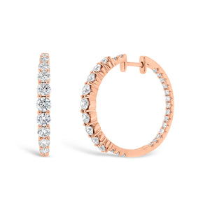 Diamond Interior and Exterior Hoop Earrings - 18K gold weighing 6.00 grams  - 56 round diamonds totaling 1.99 carats