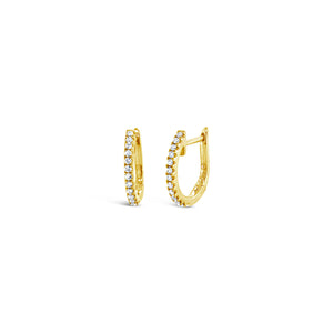 Diamond horse-shoe huggie earrings -14k gold weighing 1.81 grams  -26 round diamonds weighing .19 carats