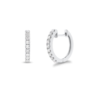 Diamond small huggie earrings  - 14K gold weighing 3.08 grams  - 18 round diamonds totaling 0.45 carats