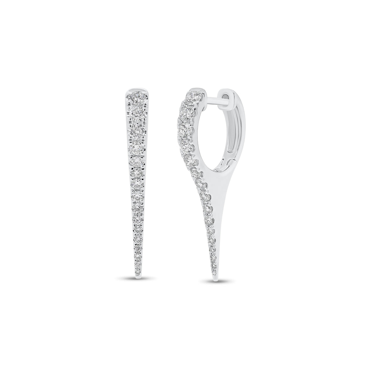Diamond Spike Huggie Earrings - 14K gold weighing 2.55 grams  - 32 round diamonds weighing 0.50 carats
