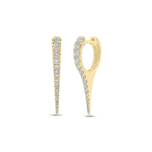 Diamond Spike Huggie Earrings - 14K gold weighing 2.55 grams  - 32 round diamonds weighing 0.50 carats