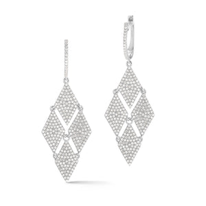 Diamond Fashion Dangle Earrings  -14K gold weighing 4.81 grams  -504 round pave-set diamonds totaling 1.09 carats