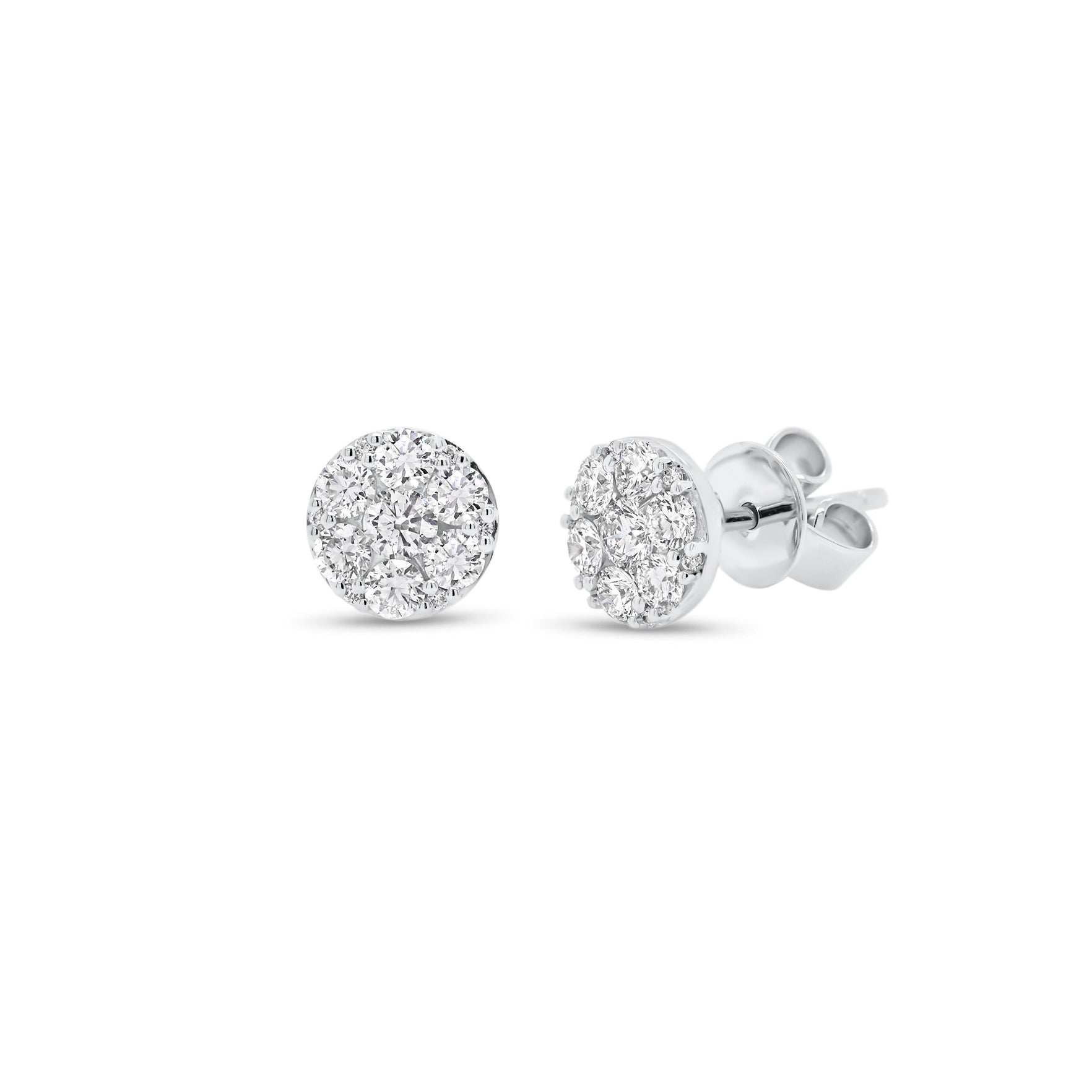 0.65 ct round diamond disc earrings - 18K gold weighing 1.92 grams  - 26 round diamonds totaling 0.65 carats