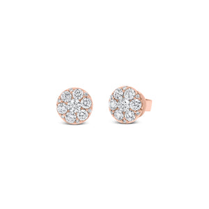 Diamond round halo stud earrings  - 18K gold weighing 2.31 grams  - 26 round diamonds totaling 0.94 carats