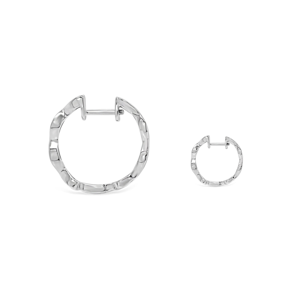 Large Diamond Wavy Hoop Earrings -18K gold weighing 2.72 grams  -20 round diamonds totaling 0.21 carats