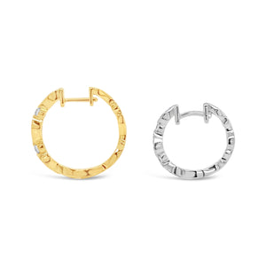 Small Diamond Ribbon Huggie Earrings -18K gold weighing 2.27 grams  -22 round diamonds totaling 0.15 carats