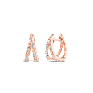 Diamond Cut-out Huggie Earring -14k gold weighing 2.15 grams  -48 four-prong set round diamonds weighing .12 carats